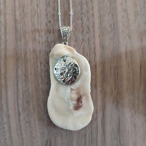 Handcrafted Oyster Shell Necklace with Sand Dollar